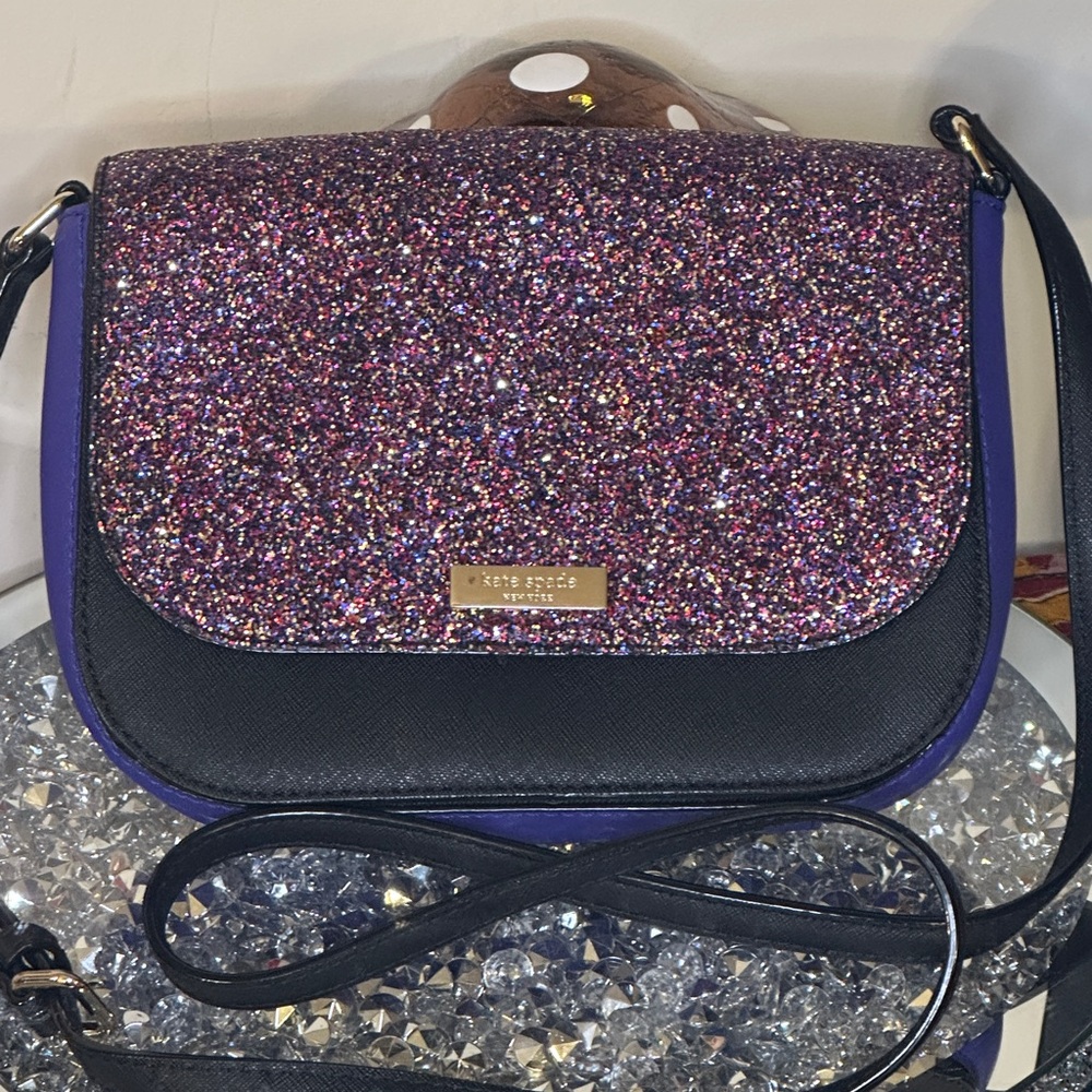 VGUC - Kate Spade Laurel Way Glitter Crossbody Purple and Black.
